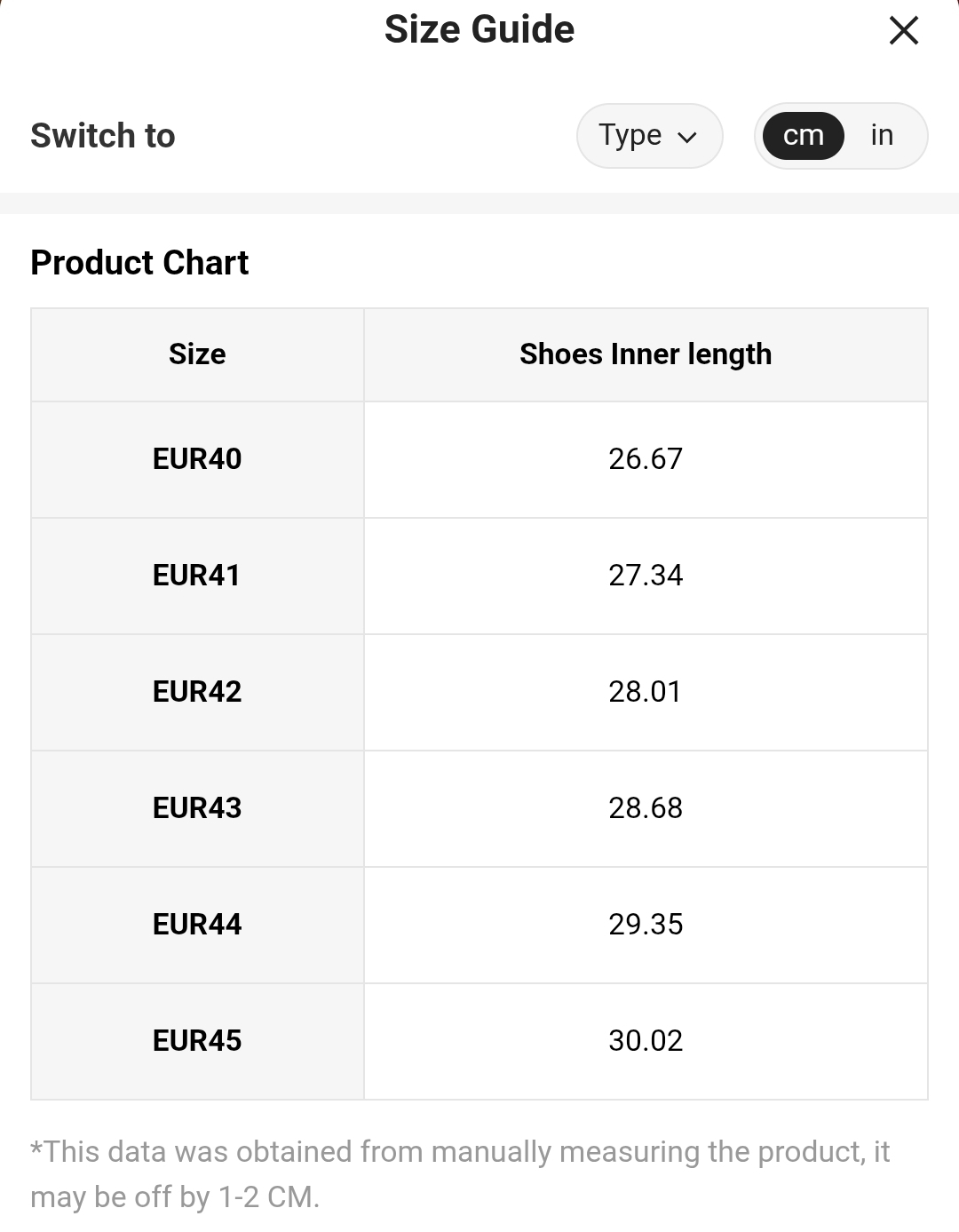 Size Chart